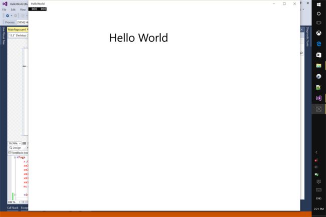 Universal Windows app running